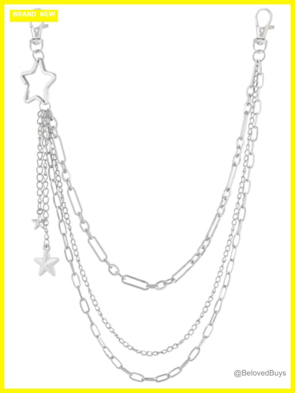 Gothic Layered Silver-tone Star Pants Chain Wallet Belt Chain Punk Y2K